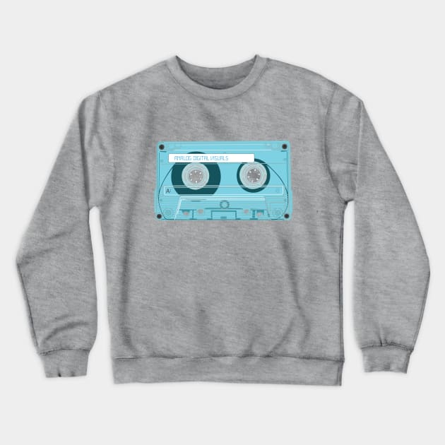 Cassette Tape (Middle Blue Colorway) Analog / Music Crewneck Sweatshirt by Analog Digital Visuals